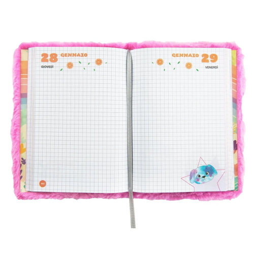 Mofu Mofu Diario Datato 2026-2027 12 Mesi Peluche Gattina Fucsia