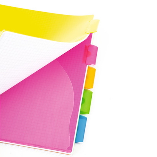 Nikoffice Quaderno Spiralato A5 Colori Assortiti Quadretti 5mm Con 5 Separatori Per Studenti