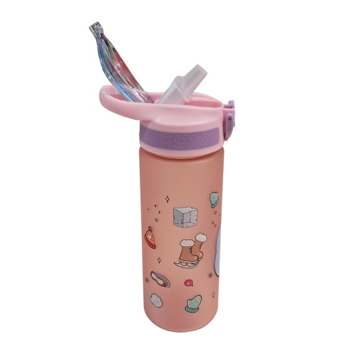 Ideamania Borraccia Bottiglia In Tritan Rosa Foca 600ml Per Studenti E Bambini