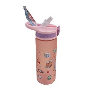 Ideamania Borraccia Bottiglia In Tritan Rosa Foca 600ml Per Studenti E Bambini