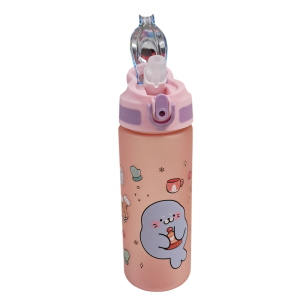 Ideamania Borraccia Bottiglia In Tritan Rosa Foca 600ml Per Studenti E Bambini