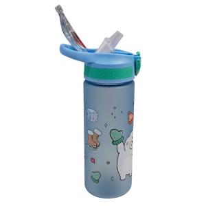 Ideamania Borraccia Bottiglia In Tritan Azzurra Orsetto 600ml Per Studenti E Bambini