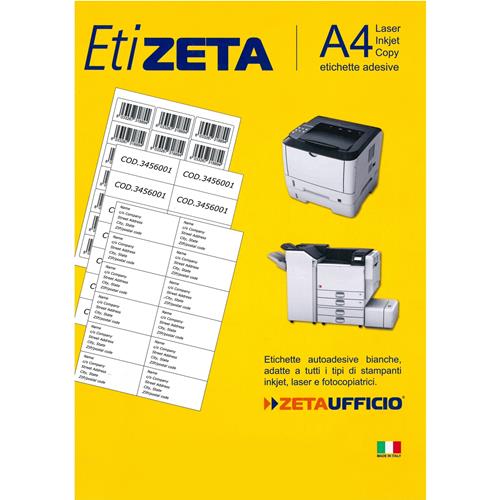 Etizeta Etichette adesive foglio A4 45x23 mm cf. 100 laser jet