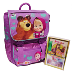 Masha e Orso Zaino Primino estensibile+gadget scuola Viola