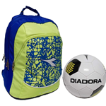 Diadora zaino advanced fluo lime FL2 con pallone